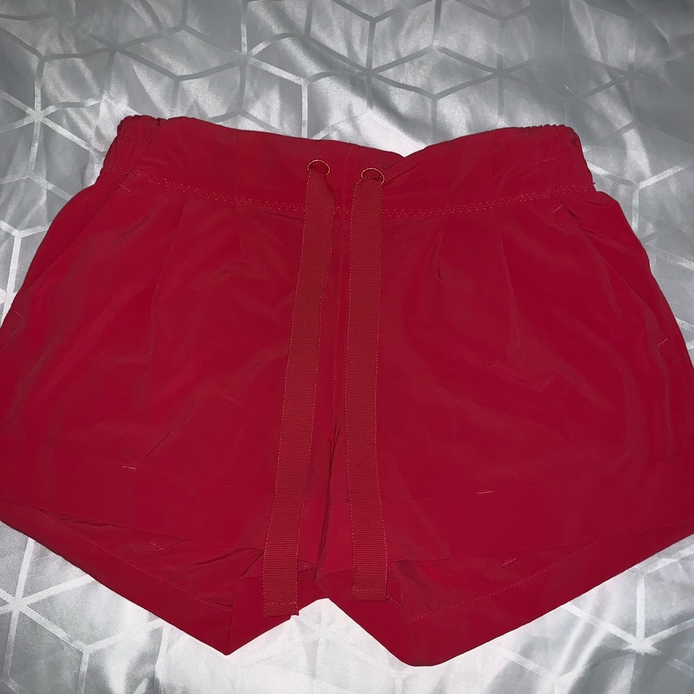 red/pink lululemon shorts